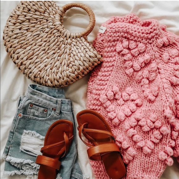 Goodnight Macaroon Handbags - ✨SALE✨ Madison Rattan Half Moon Straw Handbag